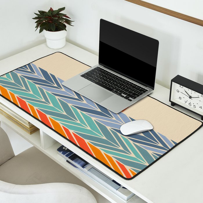 Retro Sunset - Blue & Orange Desk Mat Gallery Image 2