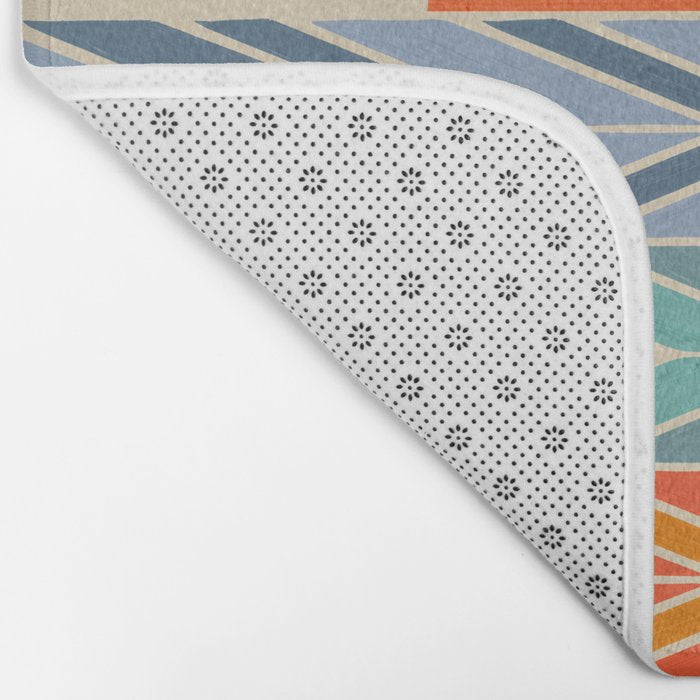 Retro Sunset - Blue & Orange Bath Mat Gallery Image 2