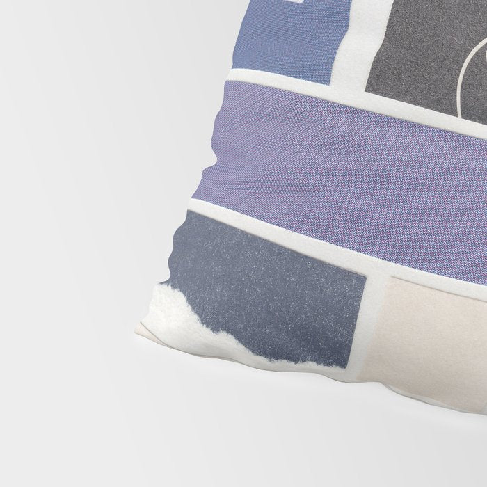 Blue, Black & White Abstract Collage Pillow Sham Gallery Image 4