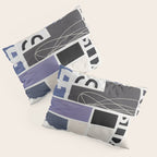 Blue, Black & White Abstract Collage Pillow Sham Gallery Image 3