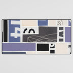 Blue, Black & White Abstract Collage Desk Mat Gallery Image 3