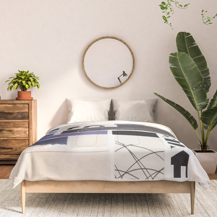 Blue, Black & White Abstract Collage Comforter Gallery Image 3