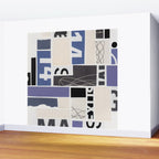 Blue, Black & White Abstract Collage Wall Mural Gallery Image 2