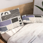 Blue, Black & White Abstract Collage Pillow Sham Gallery Image 2