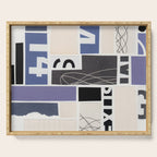 Blue, Black & White Abstract Collage Serving Tray Gallery Image 1