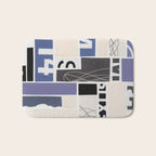 Blue, Black & White Abstract Collage Bath Mat Gallery Image 1