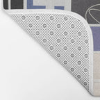 Blue, Black & White Abstract Collage Bath Mat Gallery Image 2