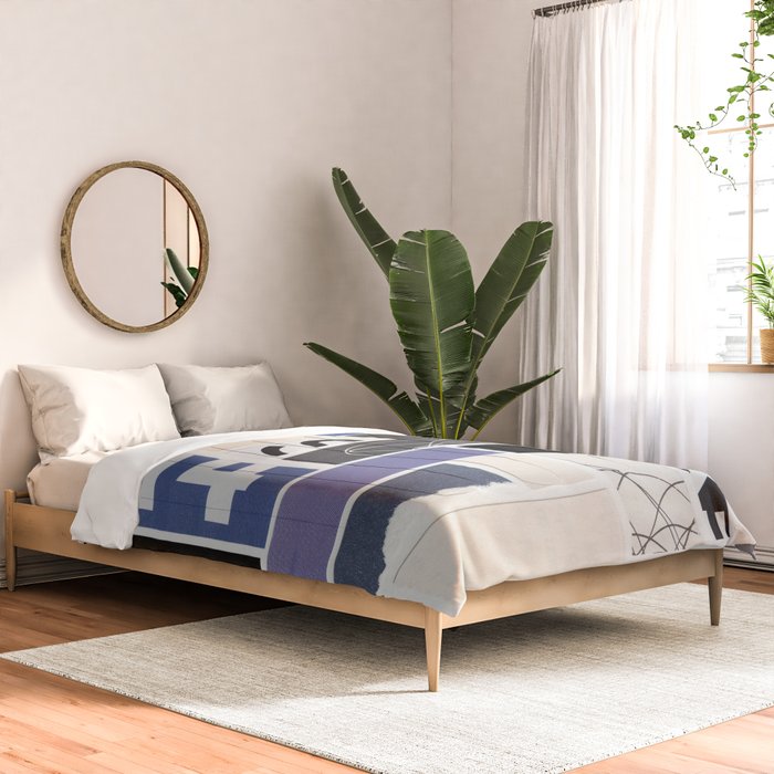 Blue, Black & White Abstract Collage Comforter Gallery Image 2