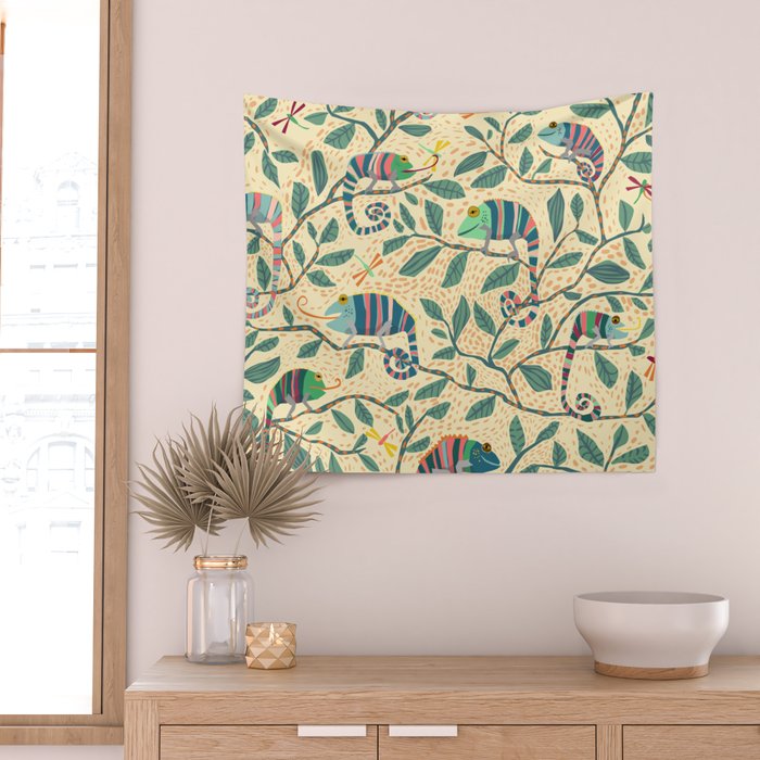 Quirky Chameleon family Wall Tapestry Gallery Image 2