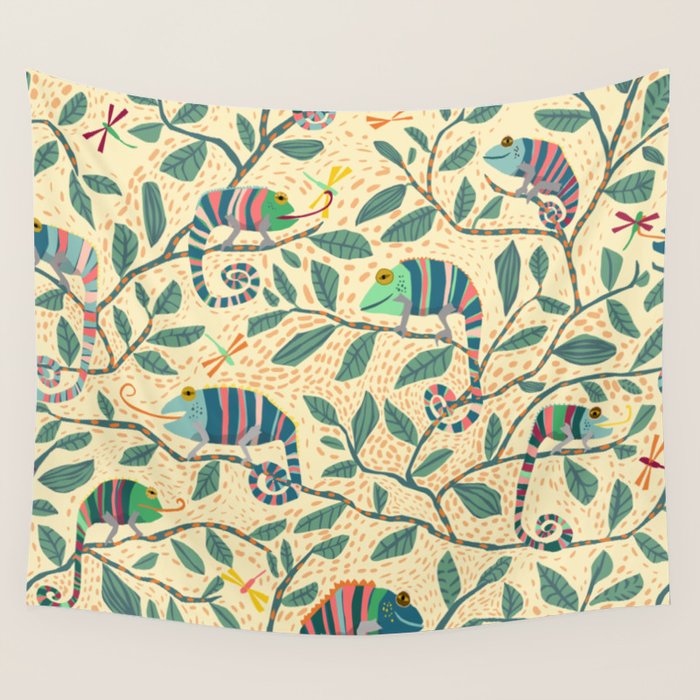 Quirky Chameleon family Wall Tapestry Gallery Image 4