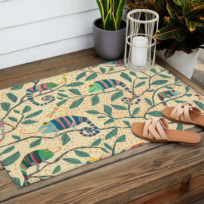 Quirky Chameleon family Outdoor Rug Gallery Image 2