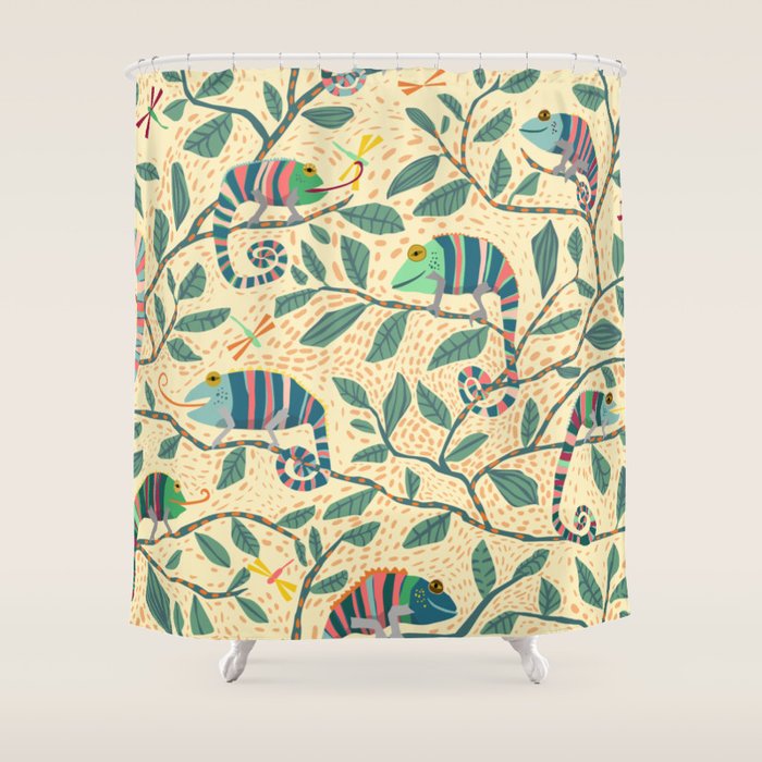 Quirky Chameleon family Shower Curtain Gallery Image 1