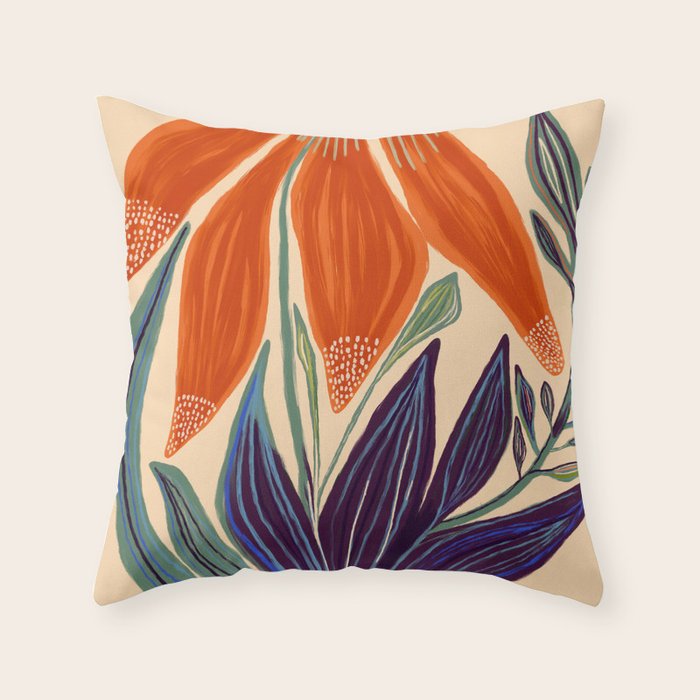 La Fleur - Modern Botanical Art Print Throw Pillow Gallery Image 1