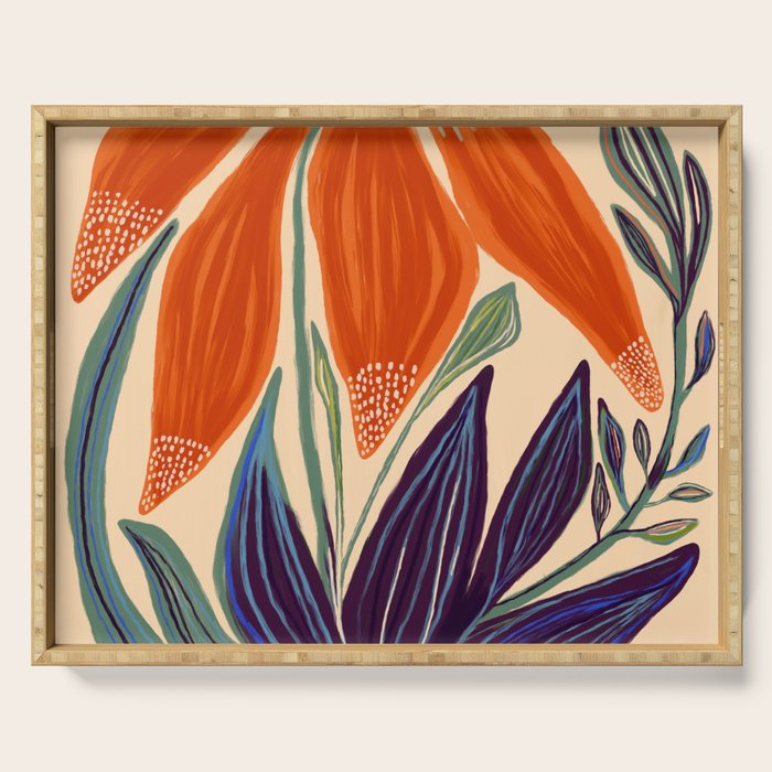 La Fleur - Modern Botanical Art Print Serving Tray Gallery Image 1