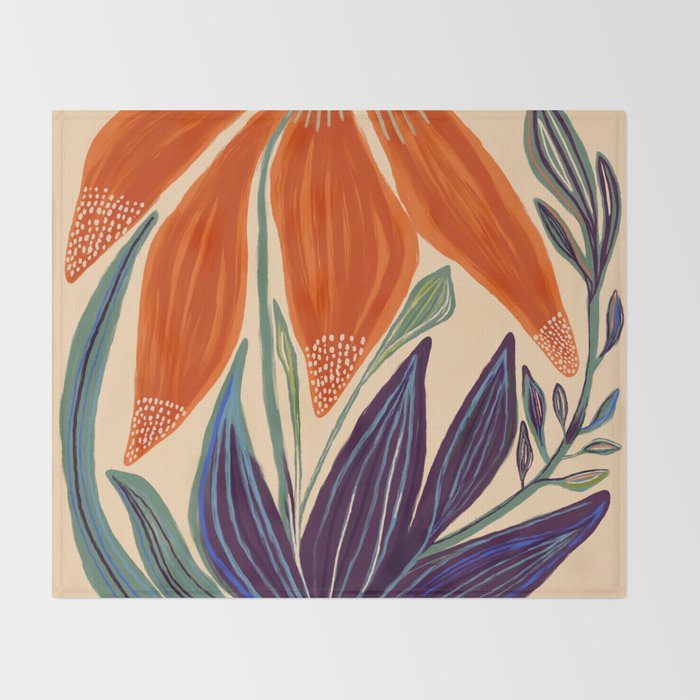 La Fleur - Modern Botanical Art Print Throw Blanket Gallery Image 2