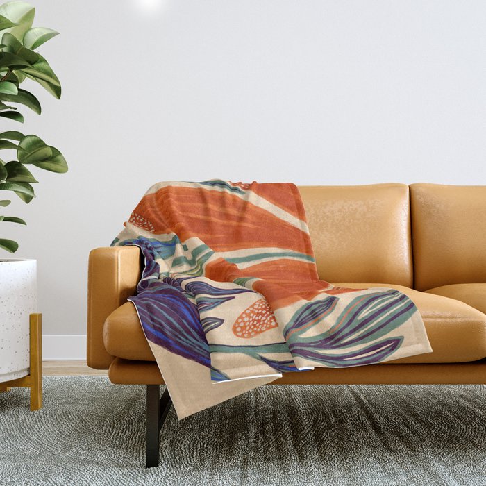 La Fleur - Modern Botanical Art Print Throw Blanket Gallery Image 1