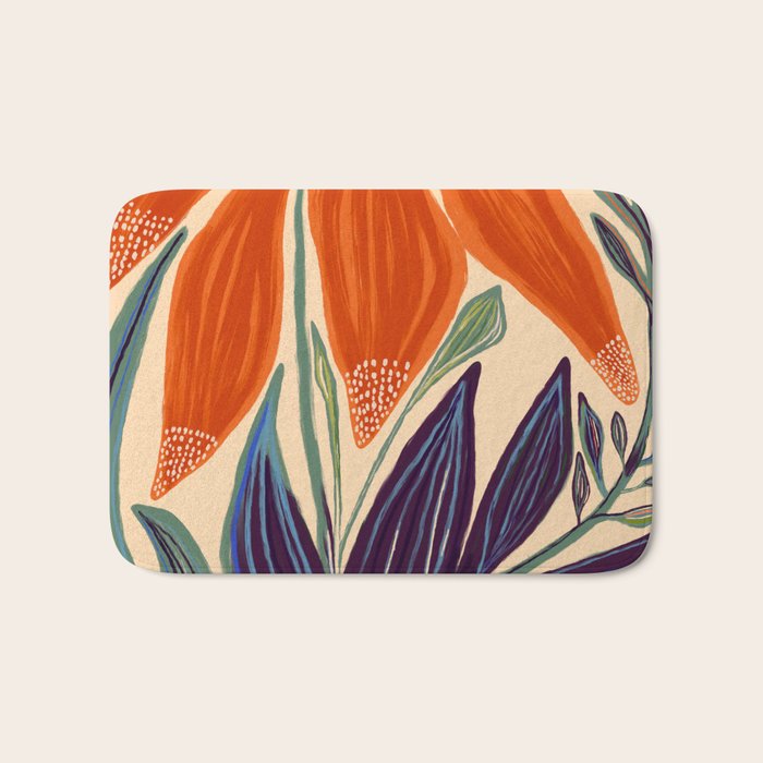 La Fleur - Modern Botanical Art Print Bath Mat Gallery Image 1