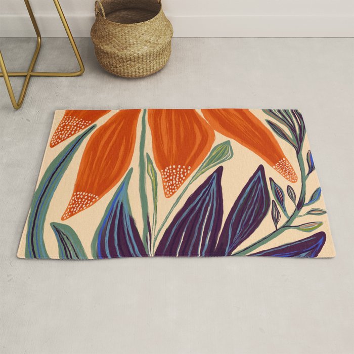 La Fleur - Modern Botanical Art Print Rug Gallery Image 1