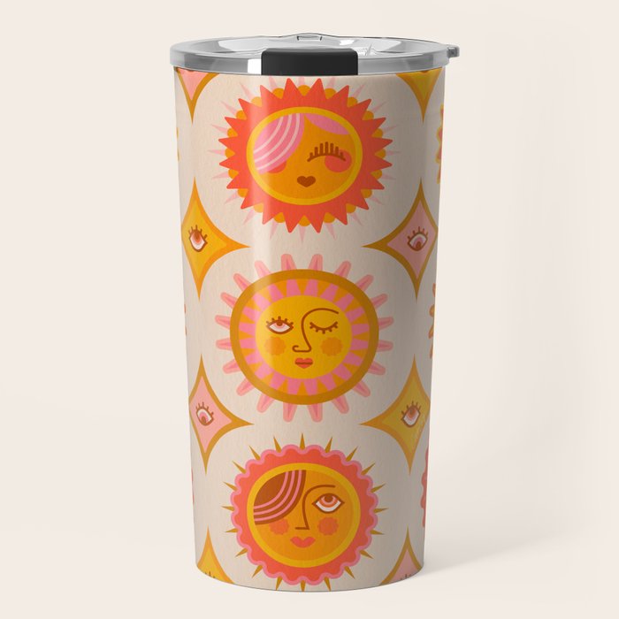 Sunshine Faces - Retro Travel Mug Gallery Image 1