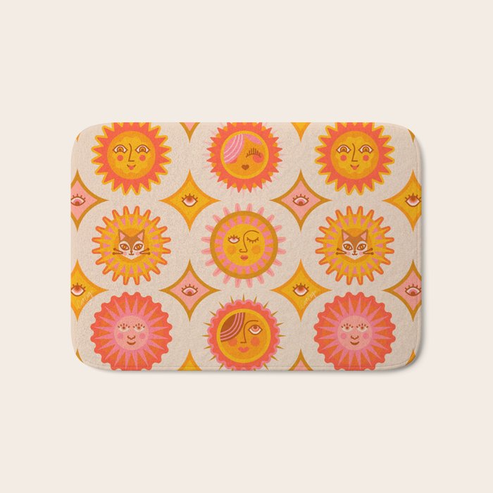 Sunshine Faces - Retro Bath Mat Gallery Image 1