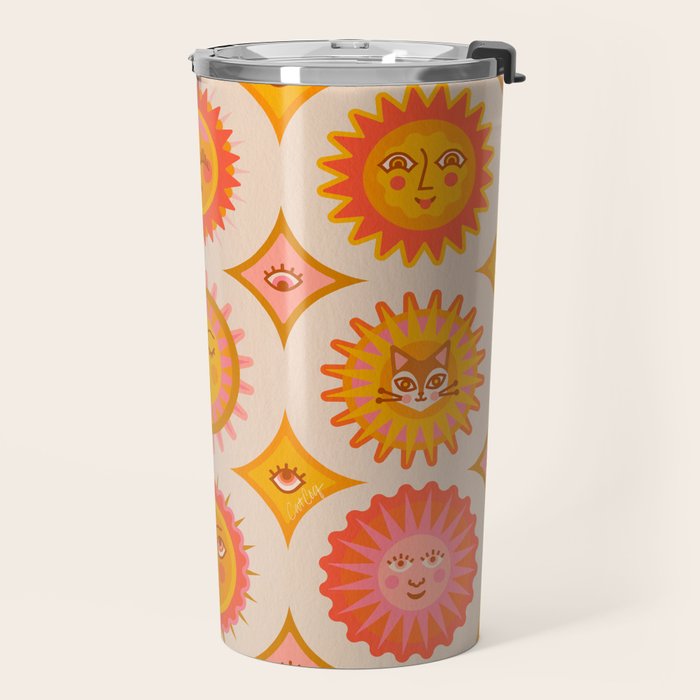 Sunshine Faces - Retro Travel Mug Gallery Image 2