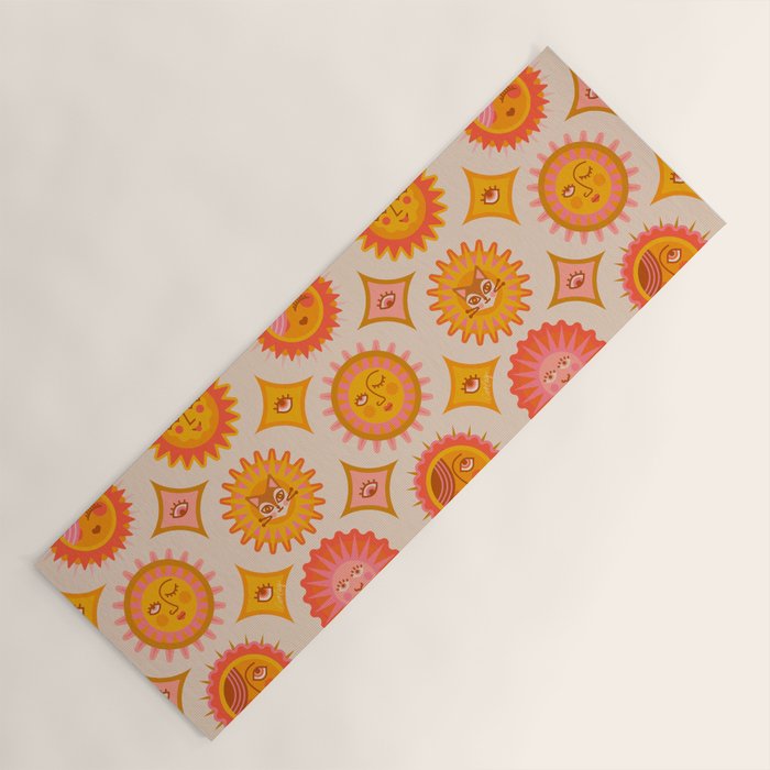 Sunshine Faces - Retro Yoga Mat Gallery Image 1