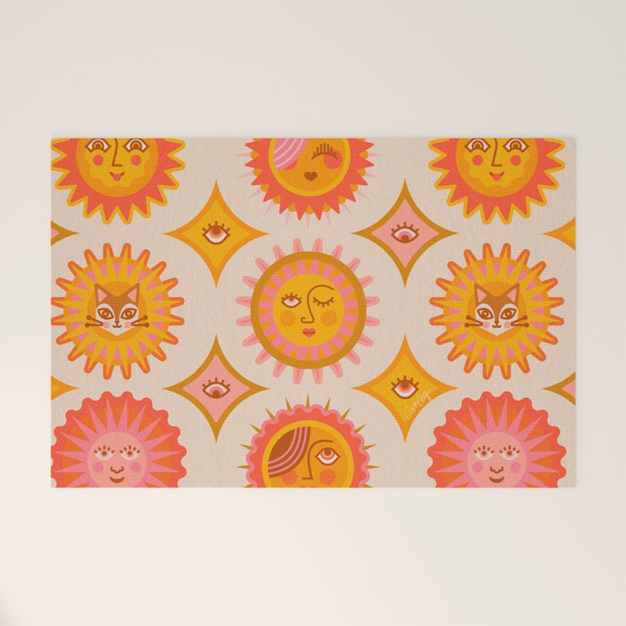 Sunshine Faces - Retro Welcome Mat Gallery Image 1