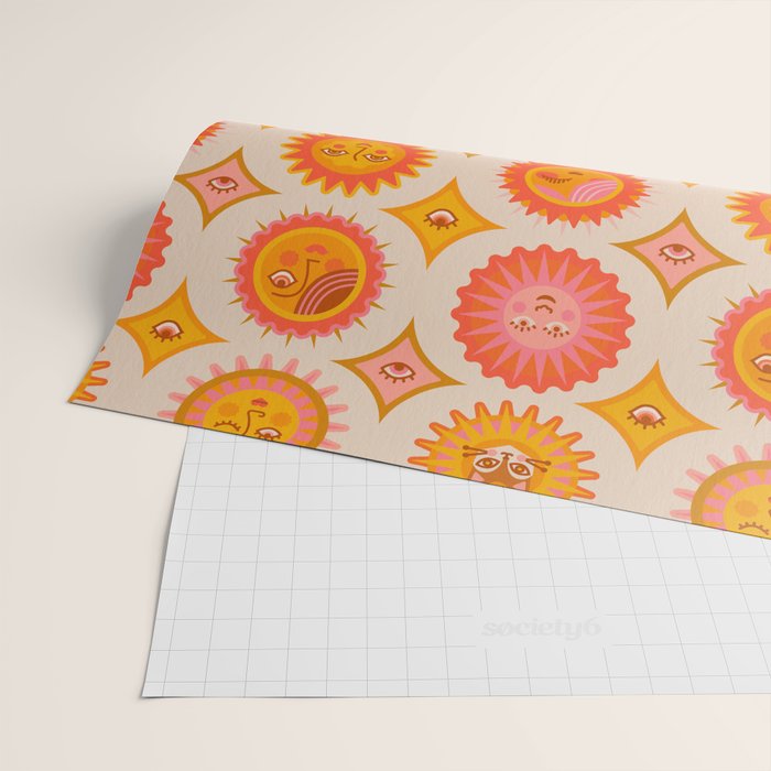Sunshine Faces - Retro Wrapping Paper Gallery Image 2