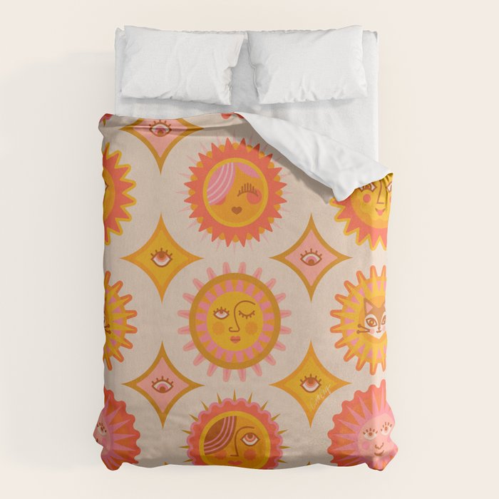 Sunshine Faces - Retro Duvet Cover Gallery Image 1