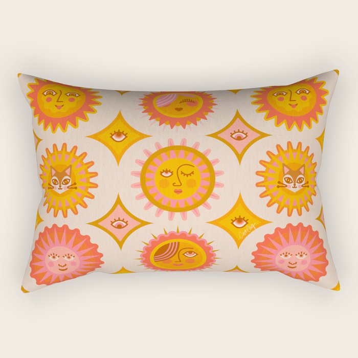 Sunshine Faces - Retro Rectangular Pillow Gallery Image 1