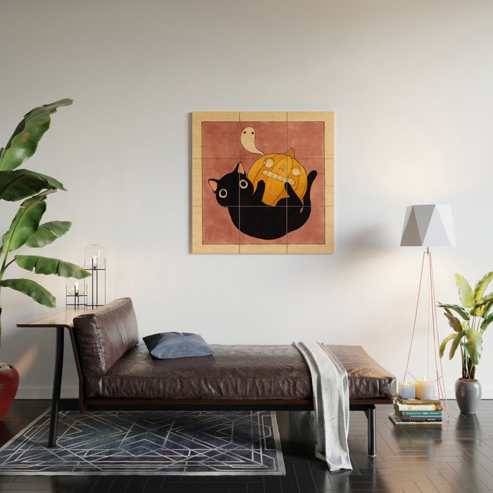 Halloween Cat 03 Wood Wall Art Gallery Image 2