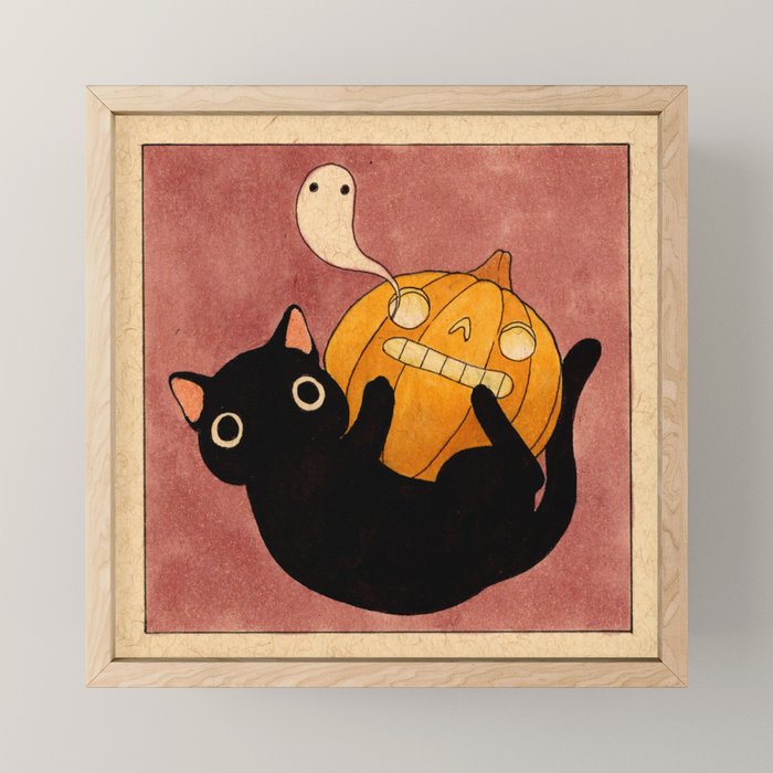 Halloween Cat 03 Mini Art Print Gallery Image 1