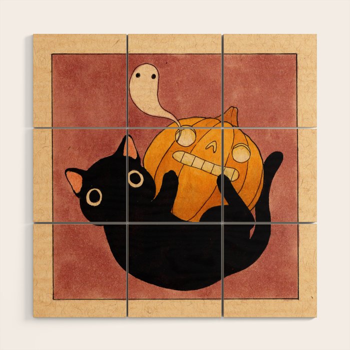 Halloween Cat 03 Wood Wall Art Gallery Image 1