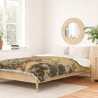 White Red Chrysanthemums Floral Japanese Gold Screen Duvet Cover Gallery Image 2