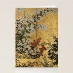 White Red Chrysanthemums Floral Japanese Gold Screen Stationery Card Gallery Image 2