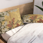 White Red Chrysanthemums Floral Japanese Gold Screen Pillow Sham Gallery Image 2