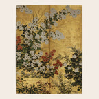 White Red Chrysanthemums Floral Japanese Gold Screen Poster Gallery Image 4