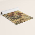 White Red Chrysanthemums Floral Japanese Gold Screen Yoga Mat Gallery Image 2