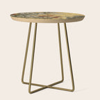 White Red Chrysanthemums Floral Japanese Gold Screen Side Table Gallery Image 1
