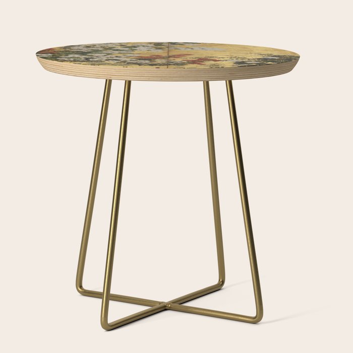 White Red Chrysanthemums Floral Japanese Gold Screen Side Table Gallery Image 1