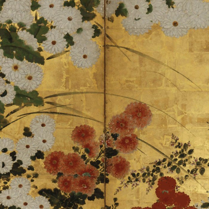 White Red Chrysanthemums Floral Japanese Gold Screen Coffee Mug Gallery Image 2