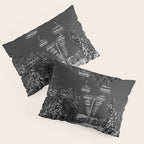Winter ski slope chair lift amid frozen rime and ice of mountain woods beautiful landscape black and white photograph - photography - photographs Pillow Sham Gallery Image 3