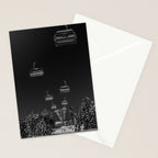 Winter ski slope chair lift amid frozen rime and ice of mountain woods beautiful landscape black and white photograph - photography - photographs Stationery Card Gallery Image 2