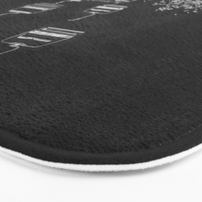 Winter ski slope chair lift amid frozen rime and ice of mountain woods beautiful landscape black and white photograph - photography - photographs Bath Mat Gallery Image 3
