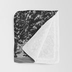 Winter ski slope chair lift amid frozen rime and ice of mountain woods beautiful landscape black and white photograph - photography - photographs Throw Blanket Gallery Image 3