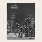 Winter ski slope chair lift amid frozen rime and ice of mountain woods beautiful landscape black and white photograph - photography - photographs Notebook Gallery Image 4