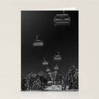 Winter ski slope chair lift amid frozen rime and ice of mountain woods beautiful landscape black and white photograph - photography - photographs Stationery Card Gallery Image 2