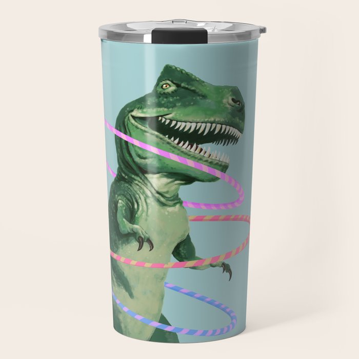 T-Rex the Hula Dancer in Green Travel Mug Gallery Image 1