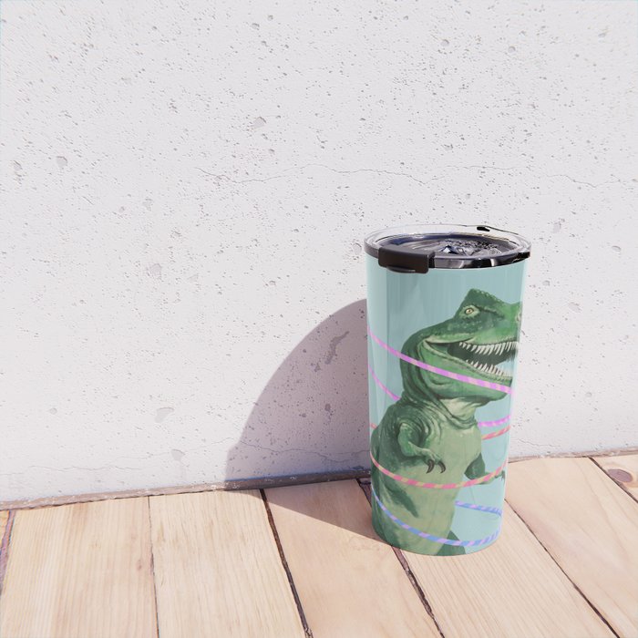T-Rex the Hula Dancer in Green Travel Mug Gallery Image 4