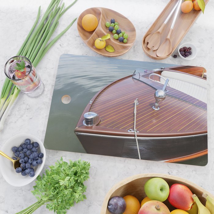 Vintage Glamour x Vintage Chris Craft Boat Photography Cutting Board Gallery Image 2